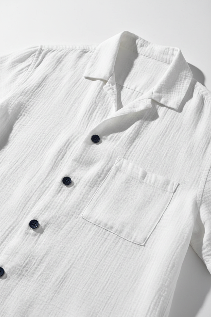 Men's Short Sleeve Button-Up Shirt and Shorts Set