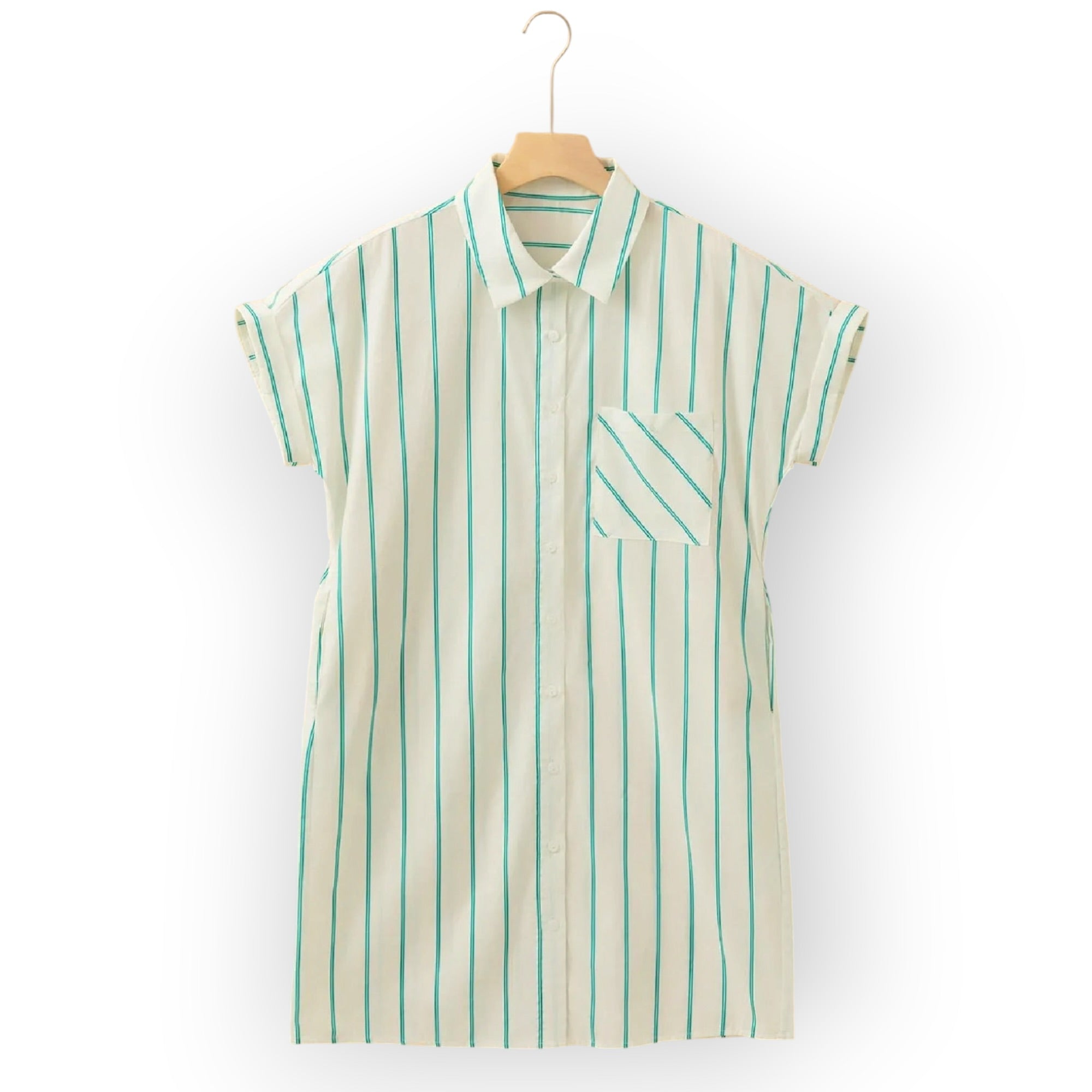St Patricks Striped Wide Short Sleeve Shift Mini Shirt Dress