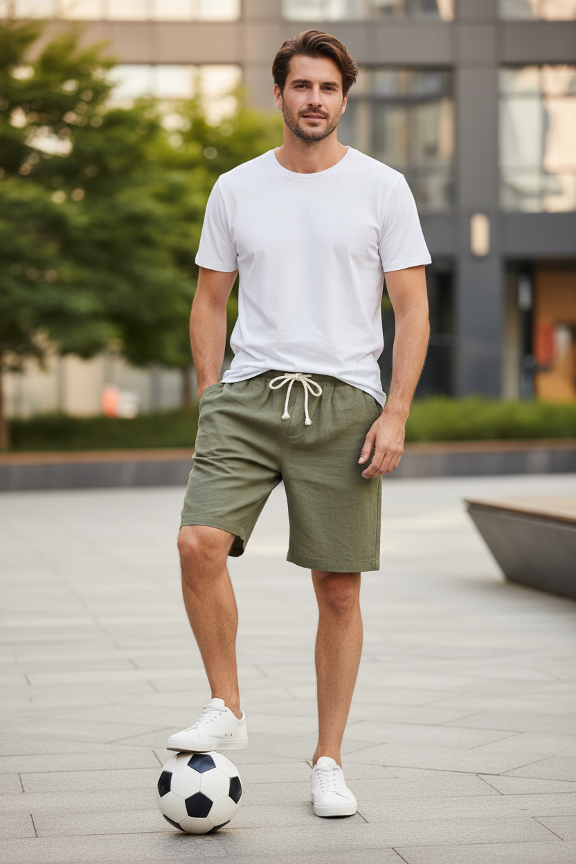 Men's Casual Drawstring Elastic Waist Shorts
